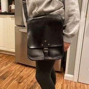 Genuine Leather Black Crossbody Bag